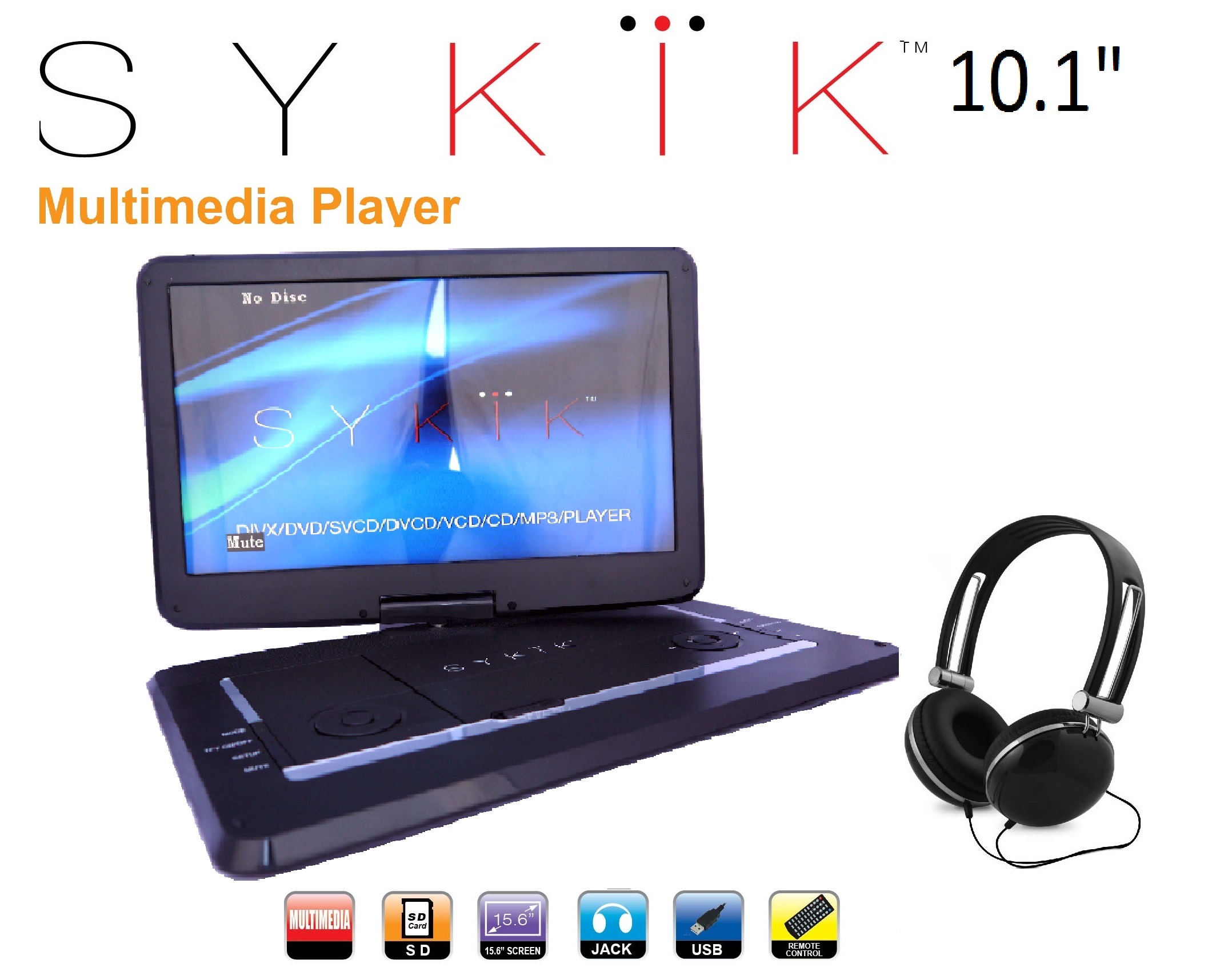 10.1'' Inch All Multi Region Zone Free HD Swivel Portable DVD Pl